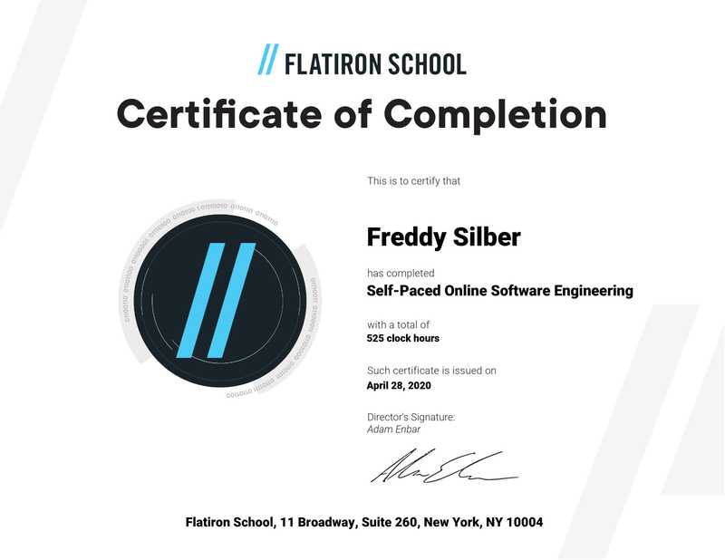 Flatiron School certification